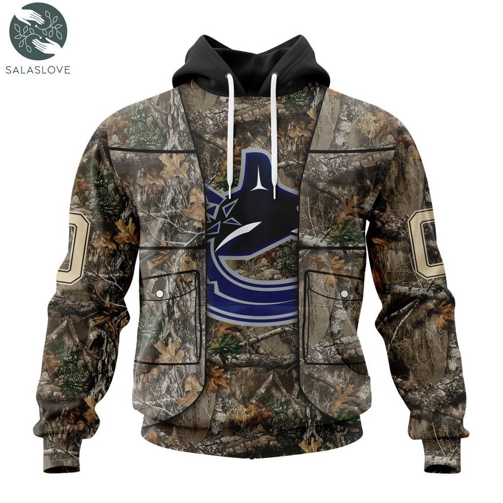 NHL Vancouver Canucks Specialized Unisex Vest Kits With Realtree Camo Hoodie TD131127
