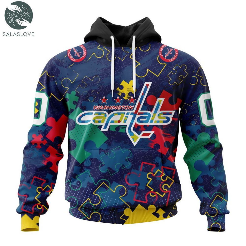 NHL Washington Capitals Specialized Fearless Aganst Autism Hoodie