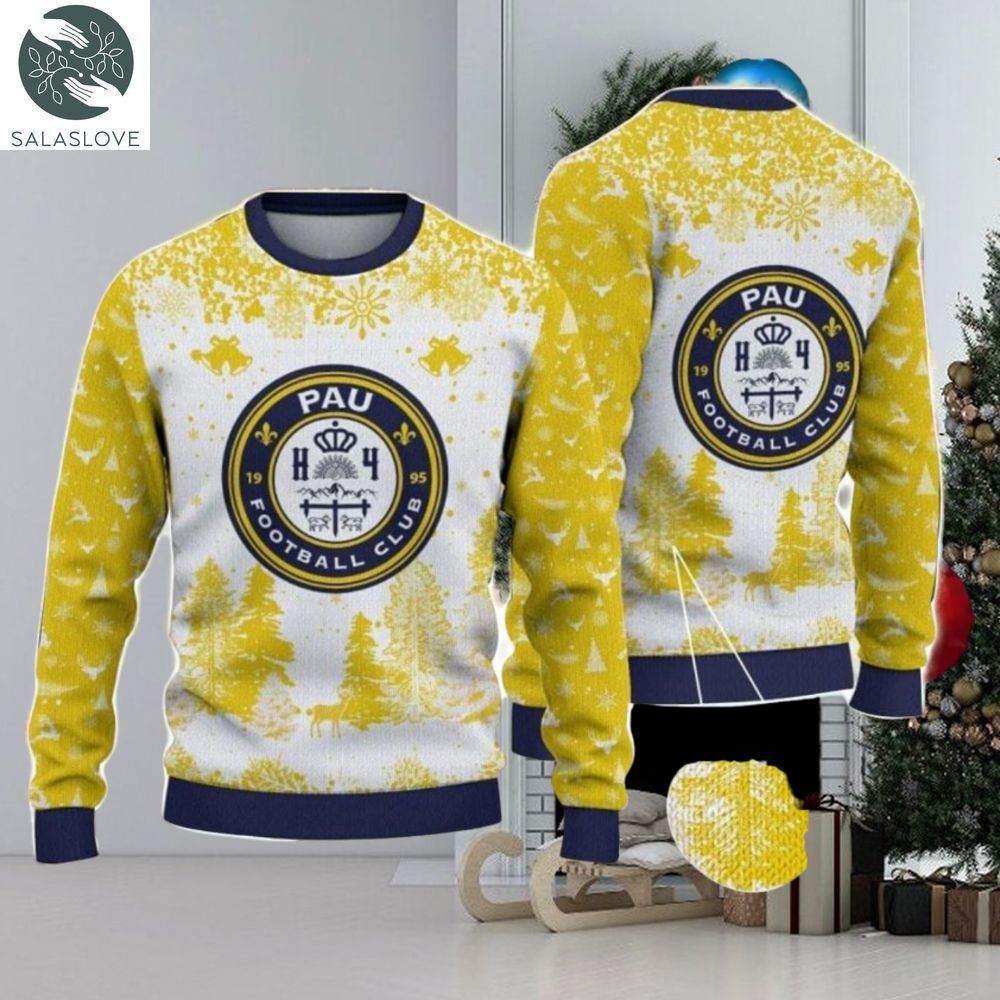Pau FC Big Logo Pine Trees Big Fans Gift Christmas Sweater
