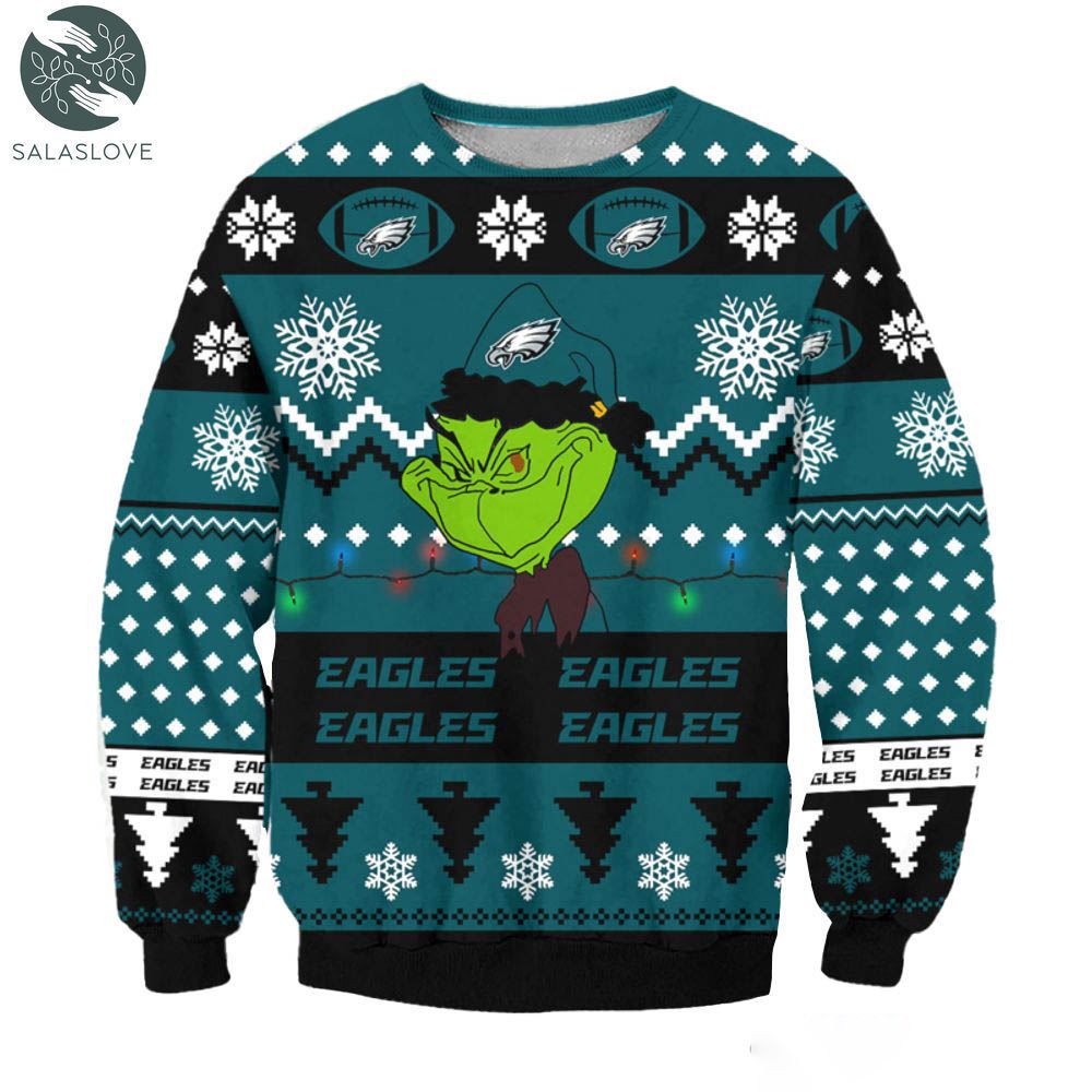 Philadelphia Eagles Grinch Cunningly Smile Nfl Ugly Christmas Sweater