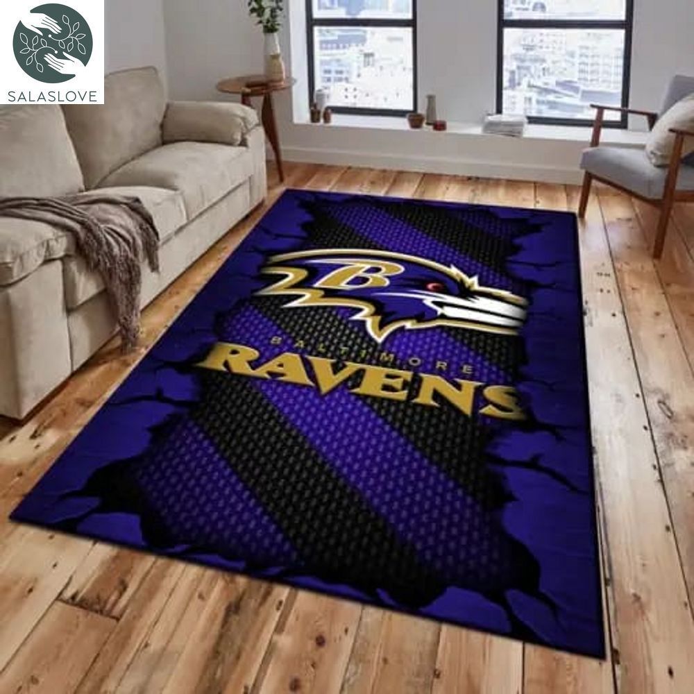 Baltimore Ravens Living Room Rug, Football Team Living Room Rug, FootBall Fan Gifts