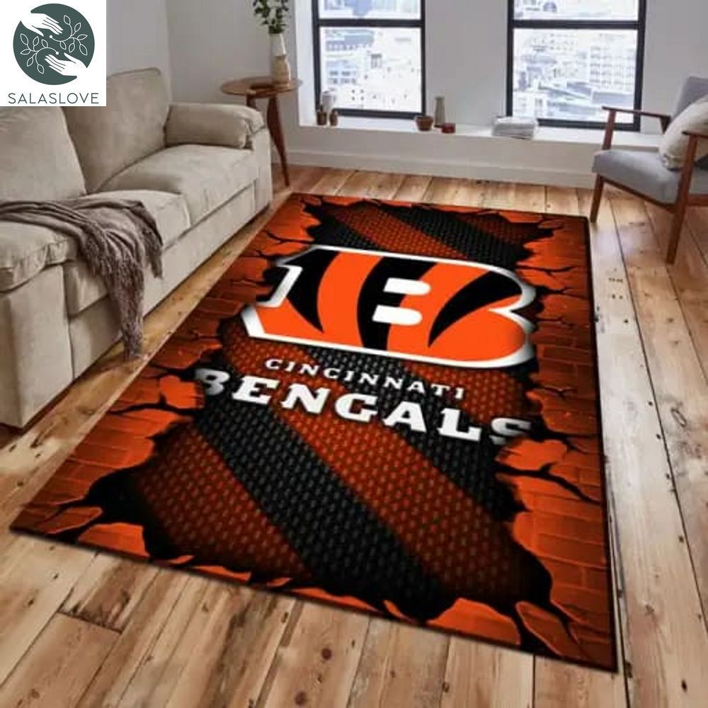 Cincinnati Bengals Living Room Rug, Football Team Living Room Rug, FootBall Fan Gifts