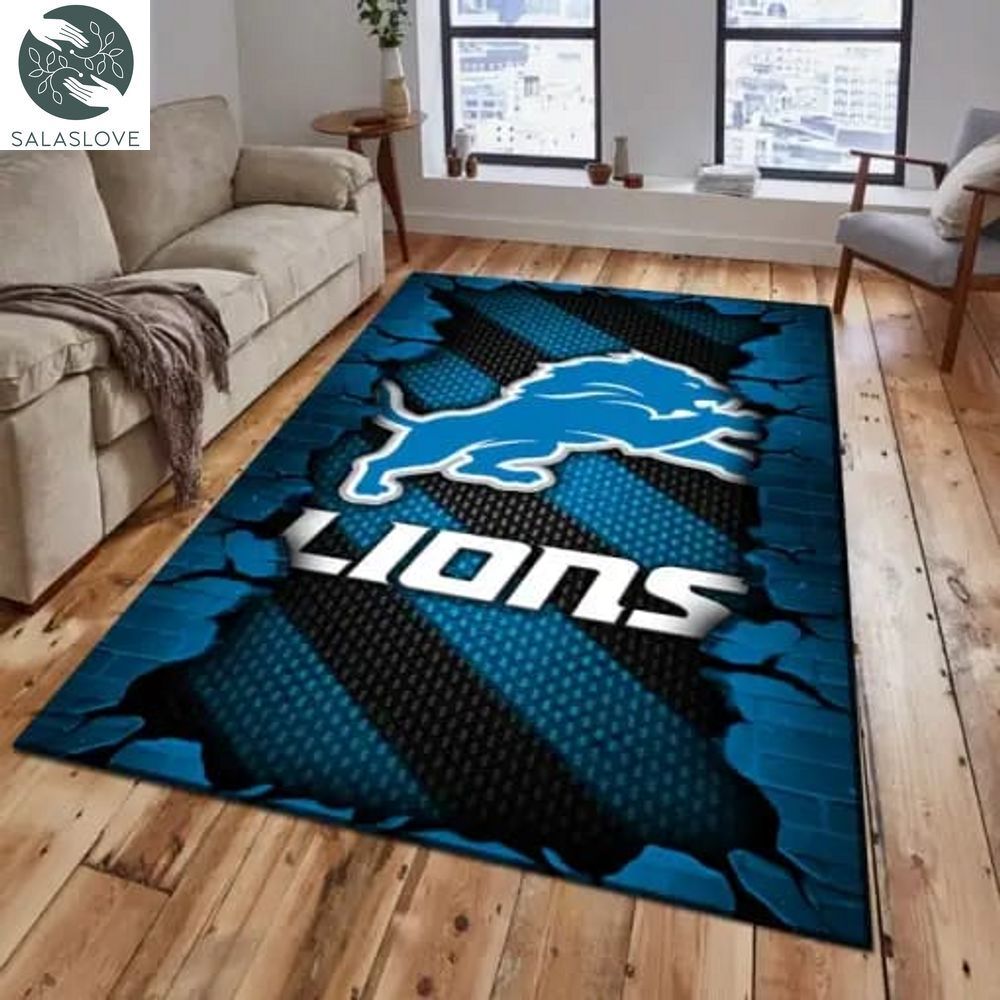 Detroit Lions Living Room Rug, Football Team Living Room Rug, FootBall Fan Gifts