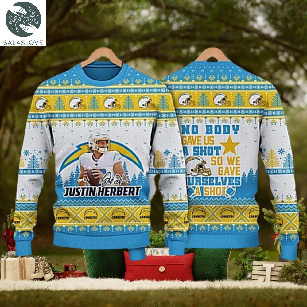 Justin Herbert Los Angeles Chargers We Gave Ourselves A Shot NFL Christmas Ugly Sweater

