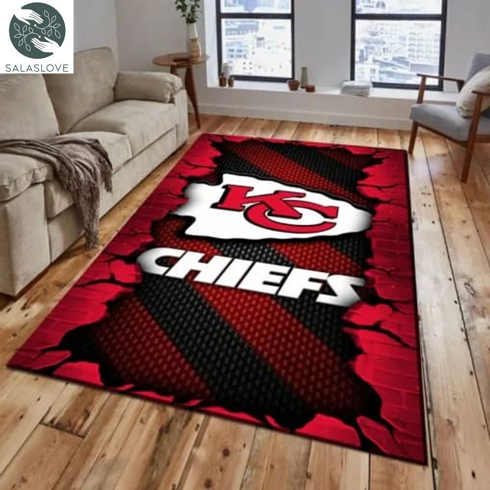 Kansas City Chiefs Living Room Rug, Football Team Living Room Rug, FootBall Fan Gifts