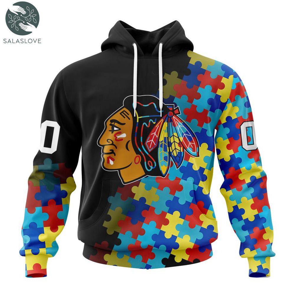 NHL Chicago Blackhawks Special Autism Awareness Design Hoodie