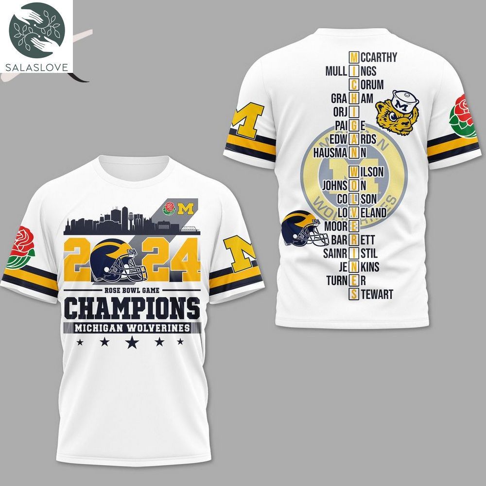 2024 Rose Bowl Game Champions Michigan Wolverines 3D T-Shirt HT150110

