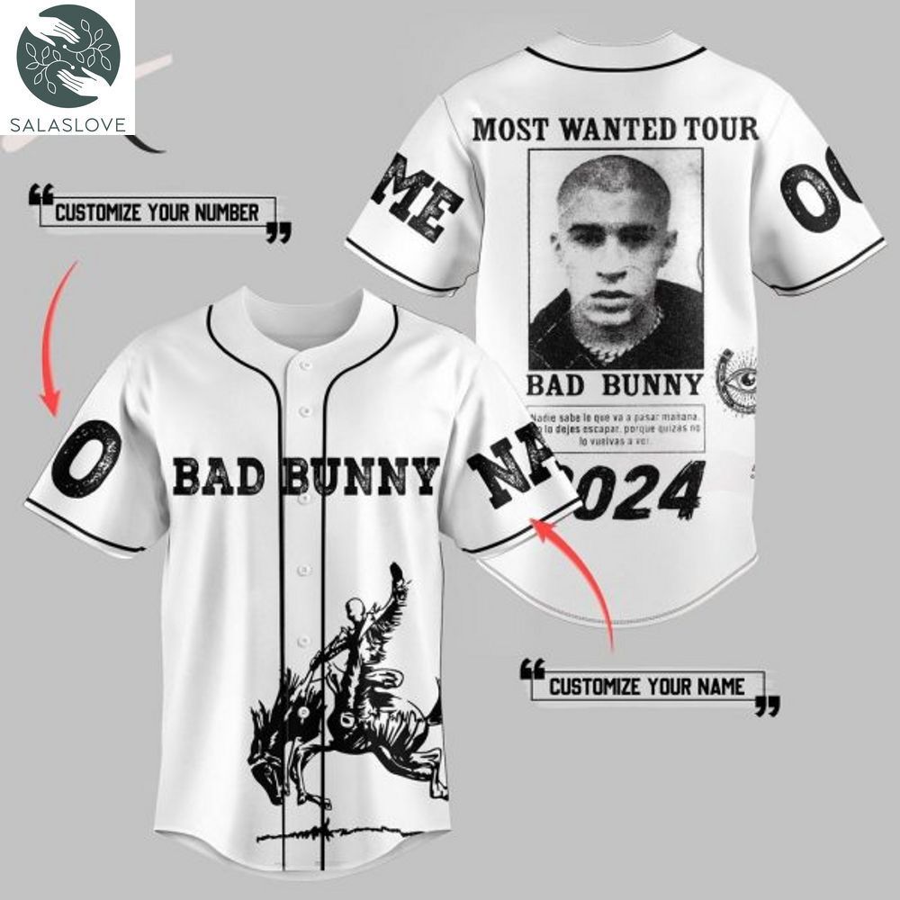 Bad Bunny Most Wanted Tour 2024 Personalized Baseball Jersey HT200104


