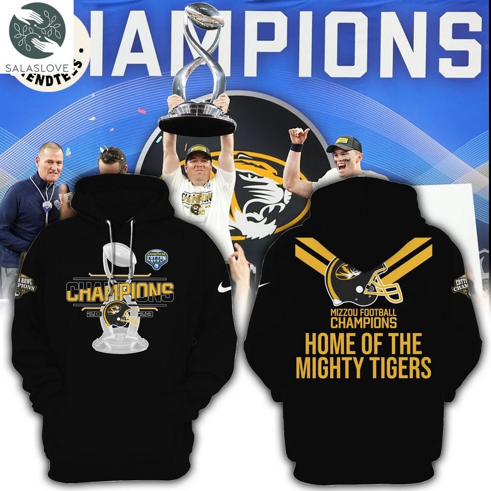 Champions 2023 Mizzou Football Home Of The Mighty Tigers Black Design 3D Hoodie HT250103

