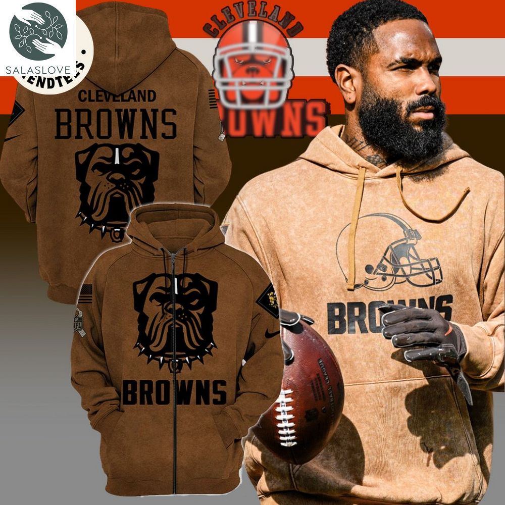 Cleveland Browns-NFL Veterans Day Brown Mascot Design 3D Hoodie HT250106