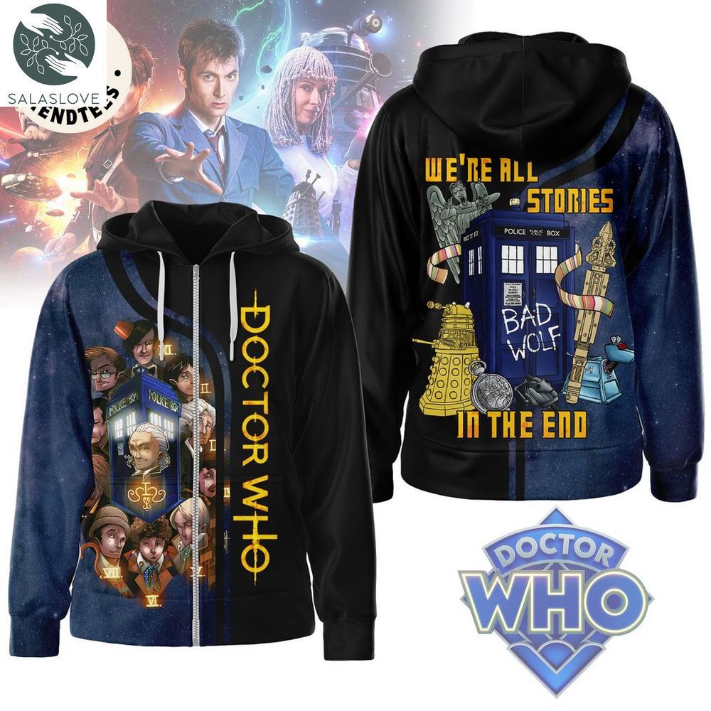 Doctor Who We?re All Stories In The End Blue Design 3D Hoodie HT250107