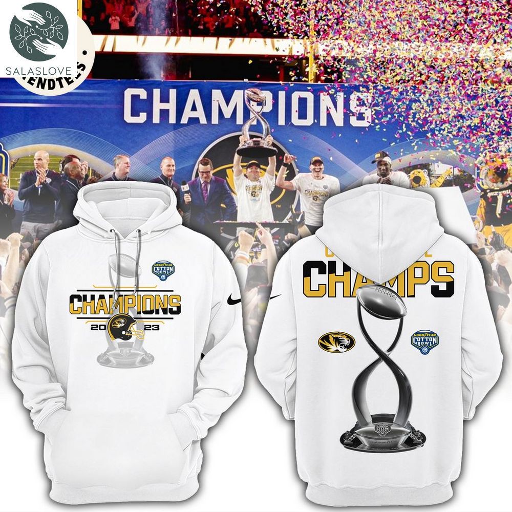 Mizzou Football Tigers Cotton Bowl Champions 2023 White Design 3D Hoodie HT250119
