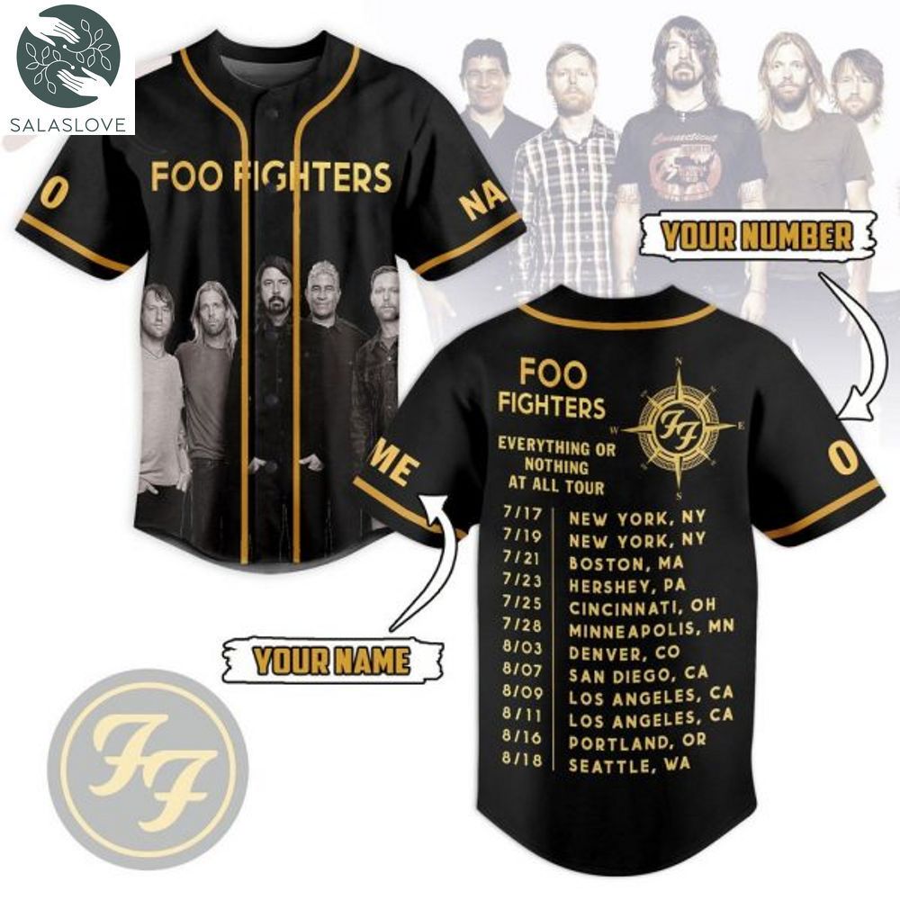 Personalized Foo Fighters Everything Or Nothing At All Tour Baseball Jersey HT200110

